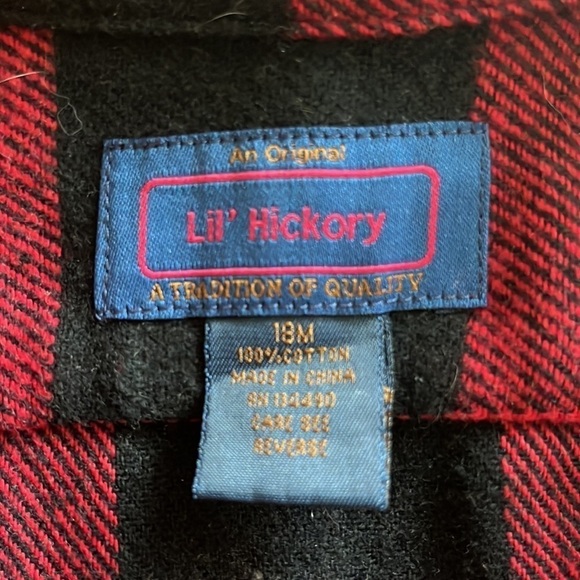 Lil Hickory 3/4 zip pullover buffalo red and black plaid 18 months front pockets - Picture 3 of 12